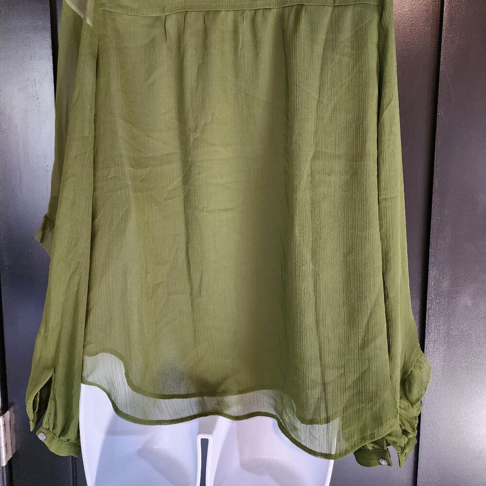 LOFT Olive Green Ruffle Blouse - Picture 4 of 4